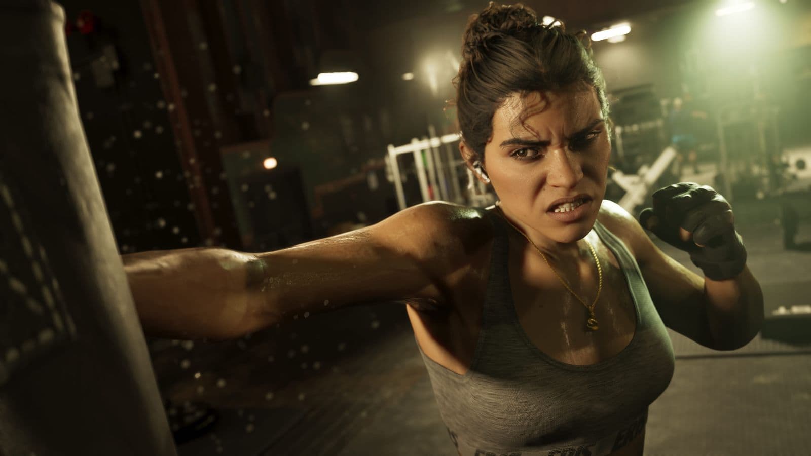 Lucia Caminos training in a boxing gym